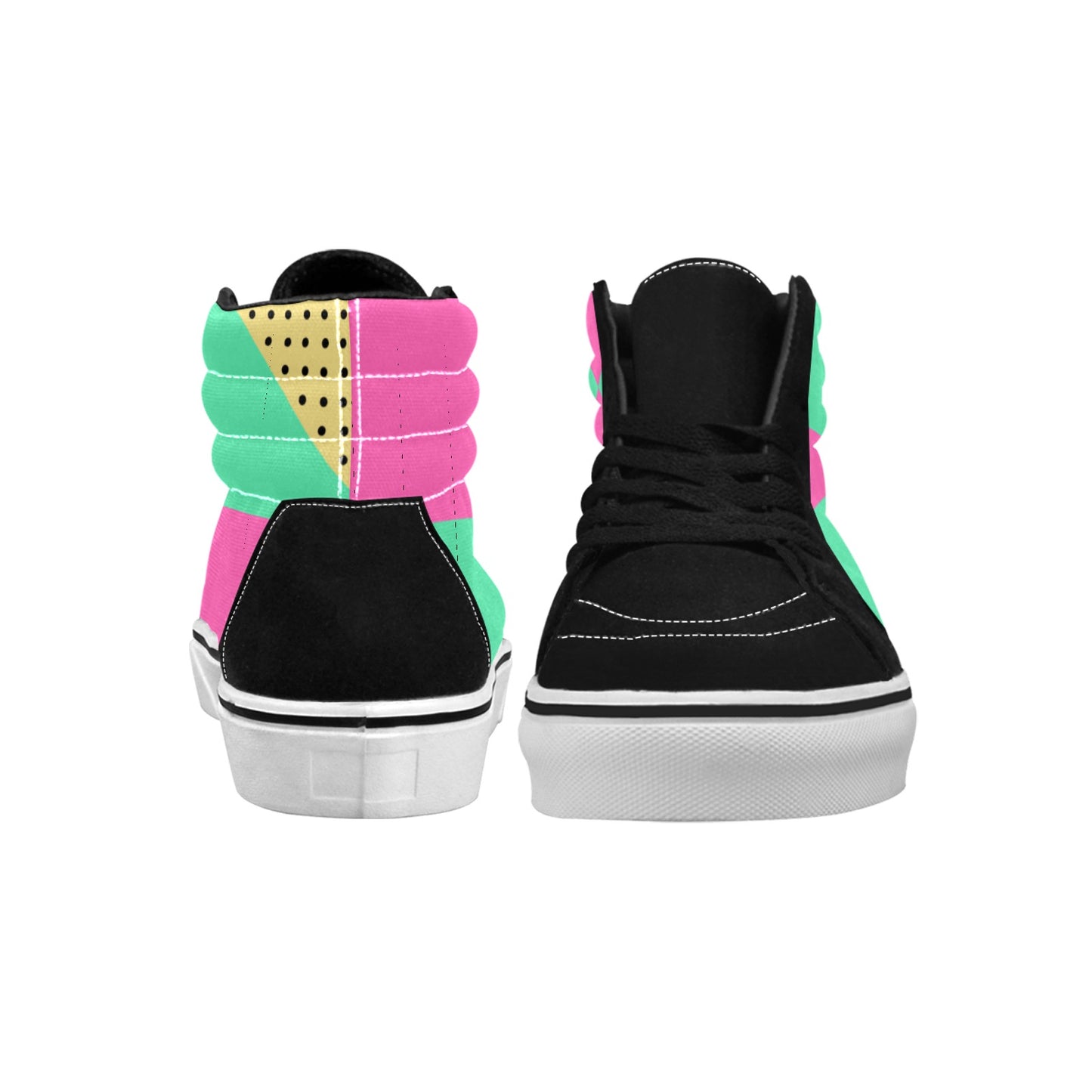 Pink Teal Women's High Top Skateboarding Shoes