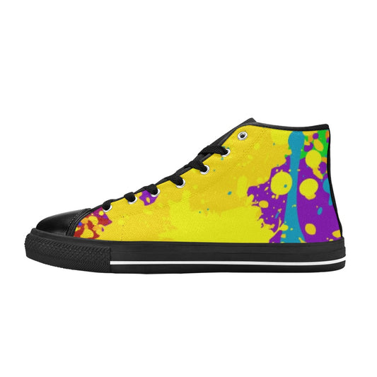 Yellow Splatter High Top Shoes-Kids