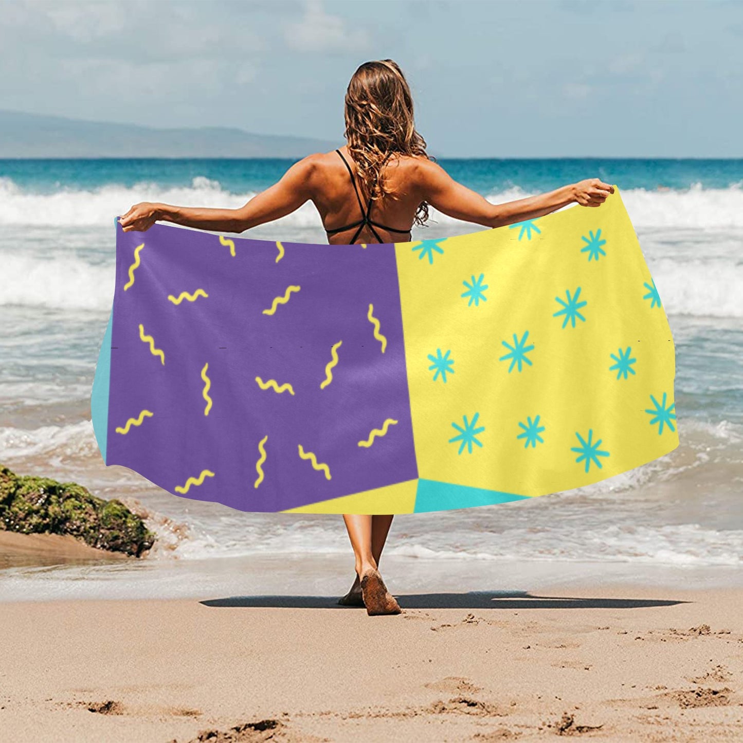 Purple Party Beach Towel 32"x 71"