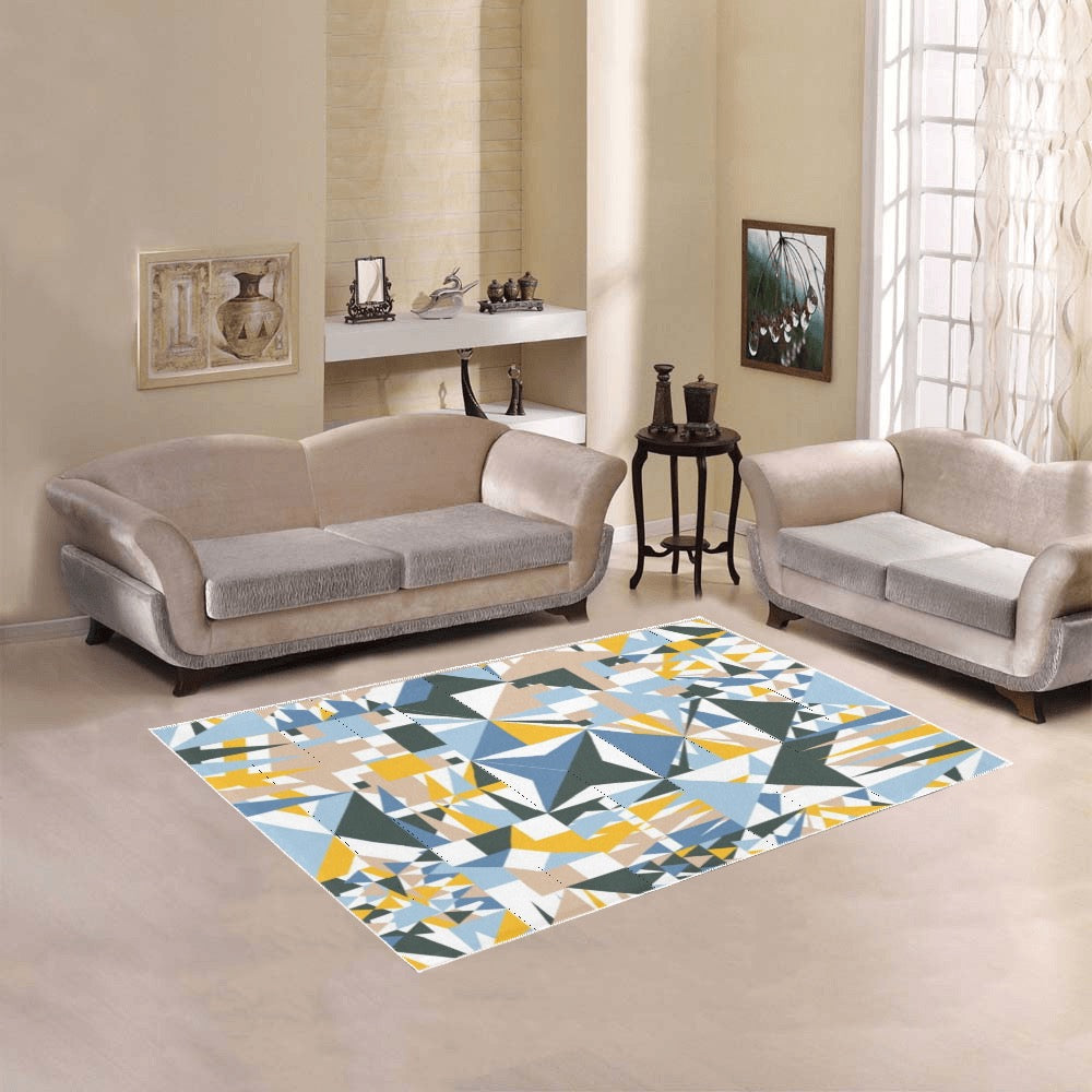 Blue Abstract Area Rug 5'3''x4'