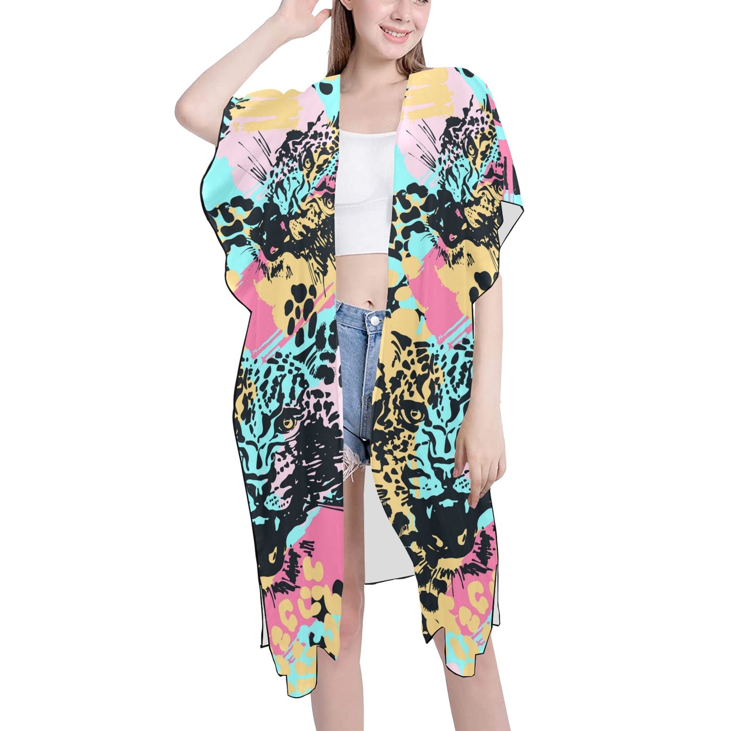 Abstract Leopard  Chiffon Cover Up