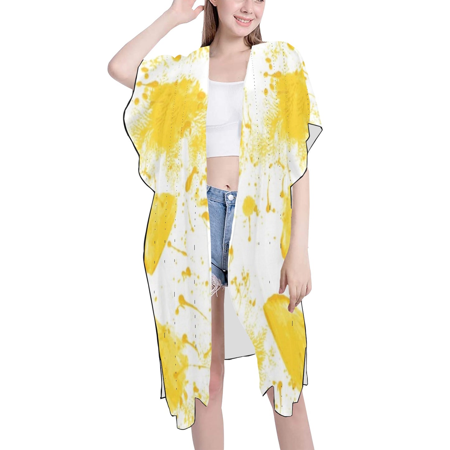 Yellow Splatter Chiffon Cover Up