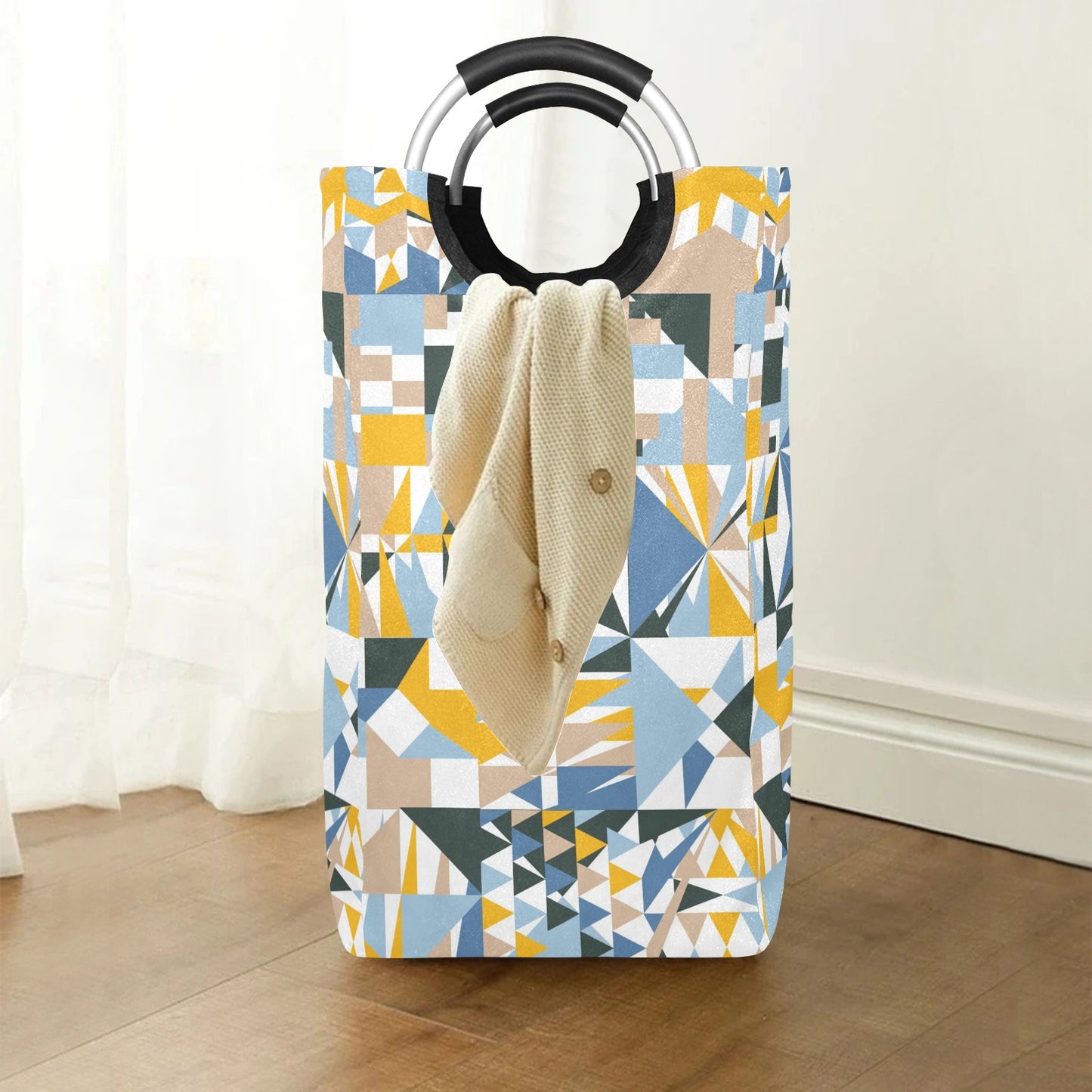 Blue Abstract Square Laundry Bag