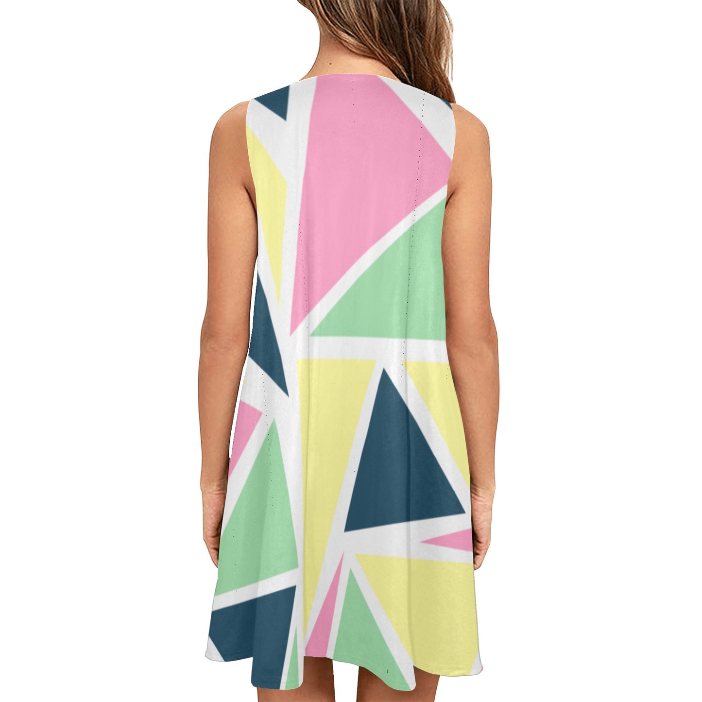 Colored Angles Sleeveless A-Line Pocket Dress