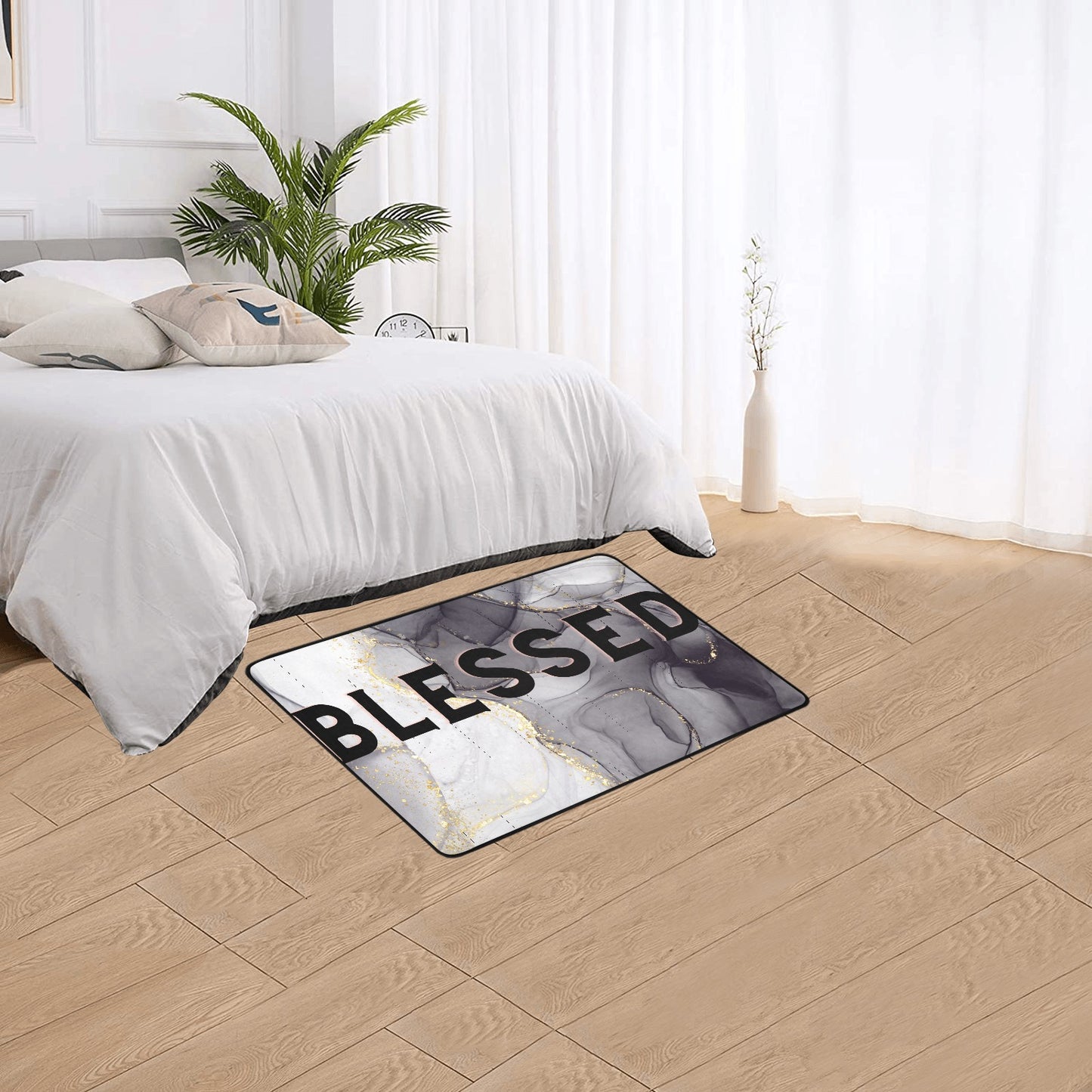 Blessed Area Rug with Black Binding 2'7"x 1'8‘’