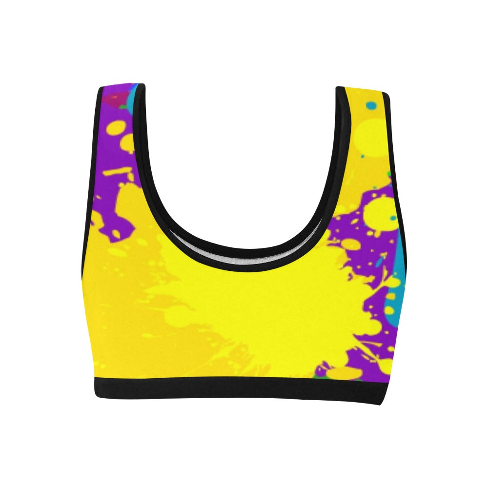 Yellow Splatter Women's Sports Bra