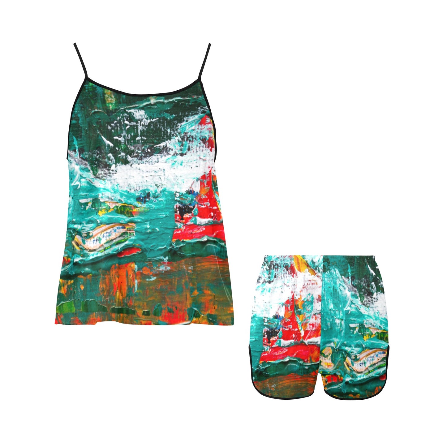 Painting Women's Spaghetti Strap Short Pajama Set