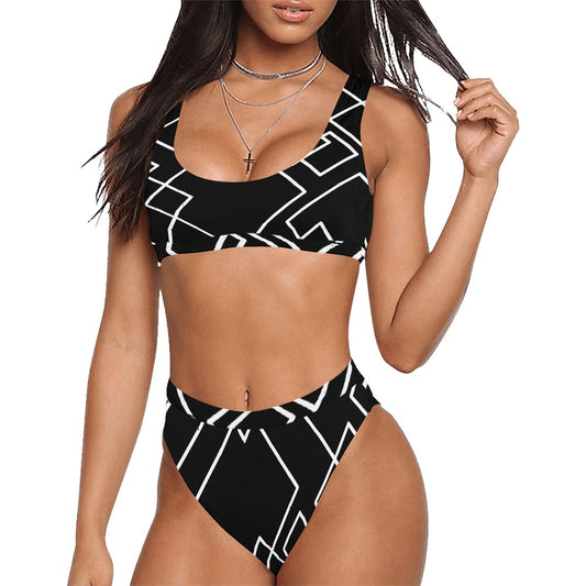 Black Squared Sport Swimsuit