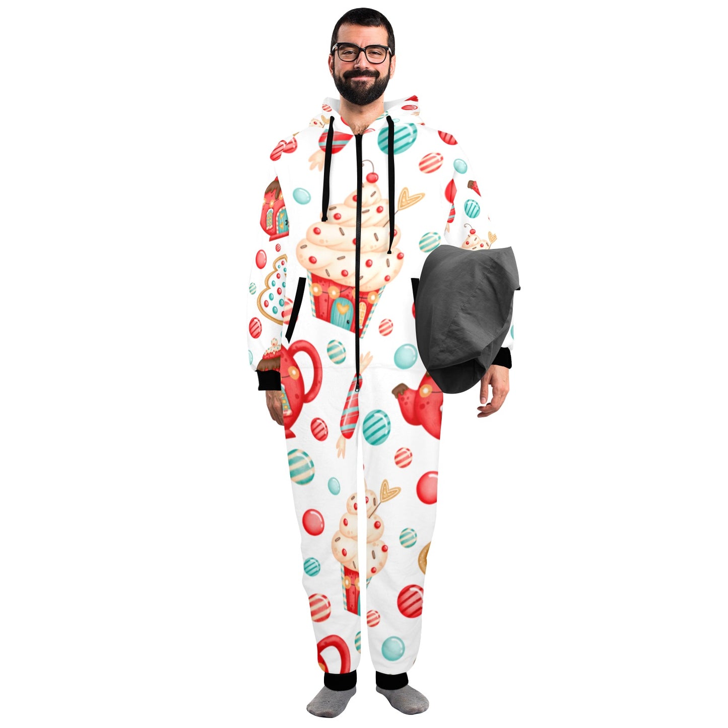 Sweets And Treats Christmas Unisex One-Piece Zip Up Hooded Pajamas