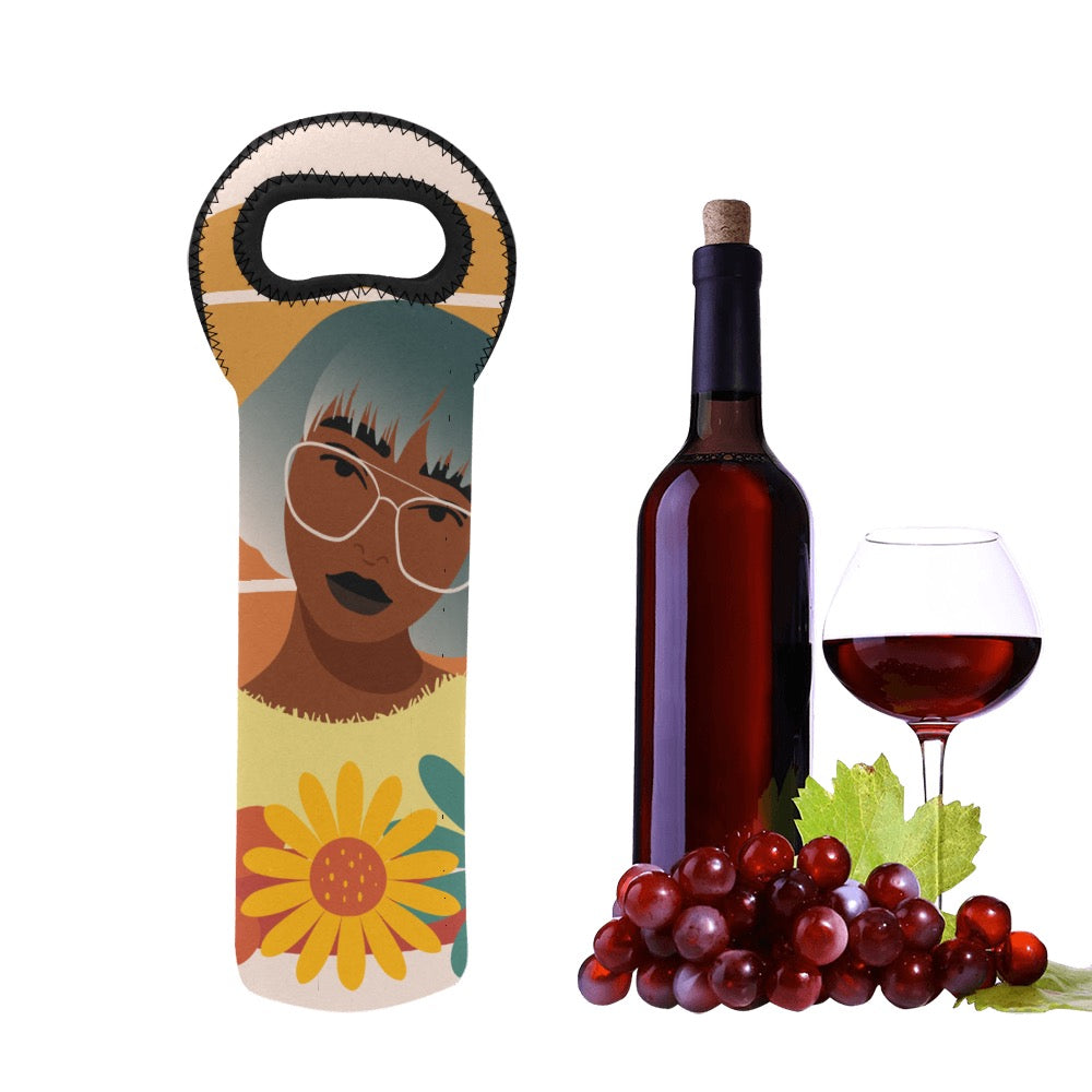 Melanin Flowers Neoprene Wine Bag