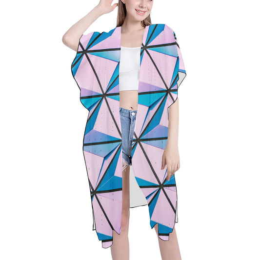 Colored Abstract Chiffon Cover Up