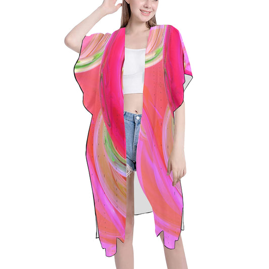 Pink Swirl Chiffon Cover Up