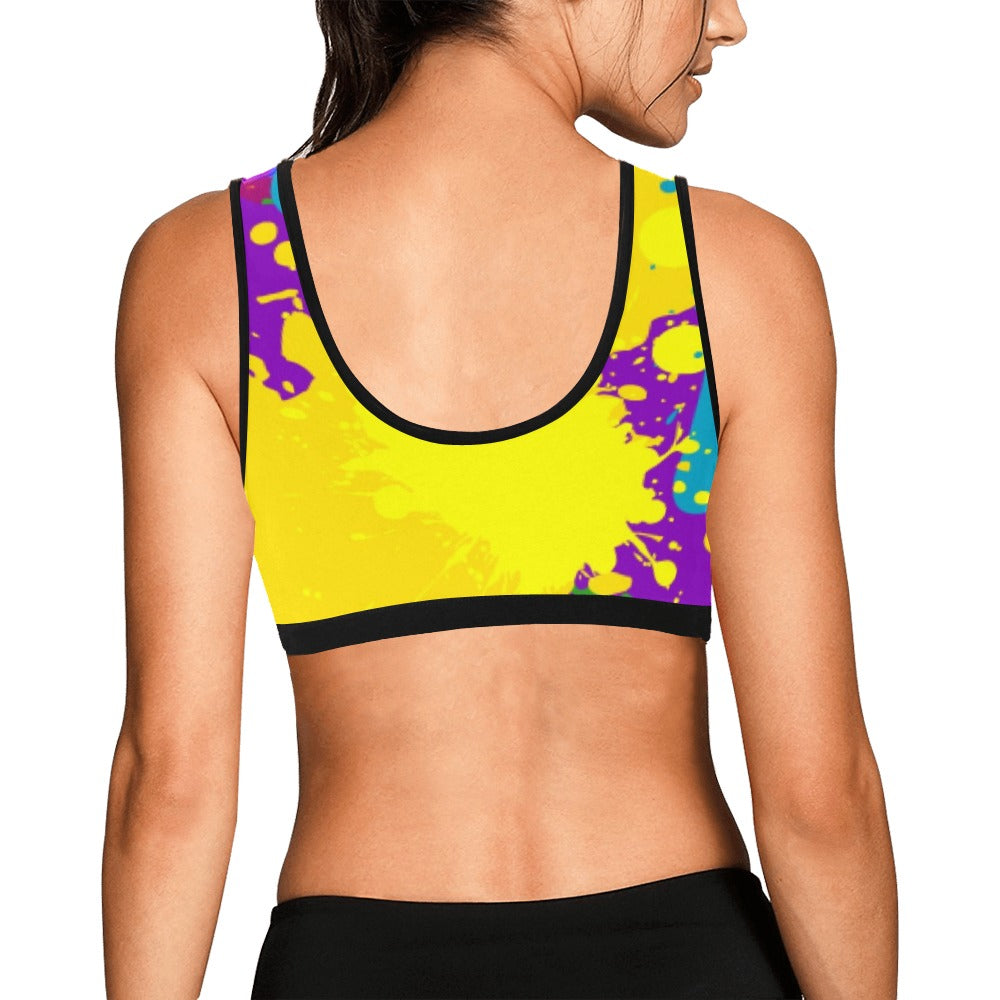 Yellow Splatter Women's Sports Bra