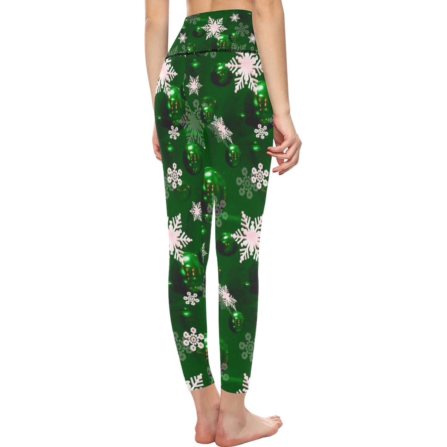 Green Christmas Women's High-Waisted Leggings