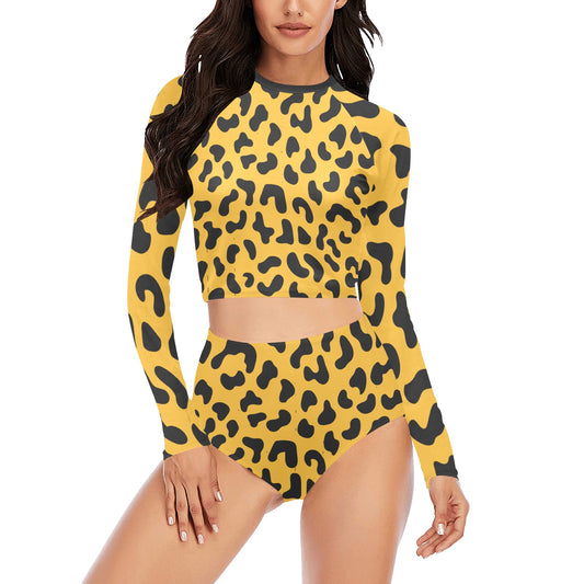 Cheetah Long Sleeve Bikini Set