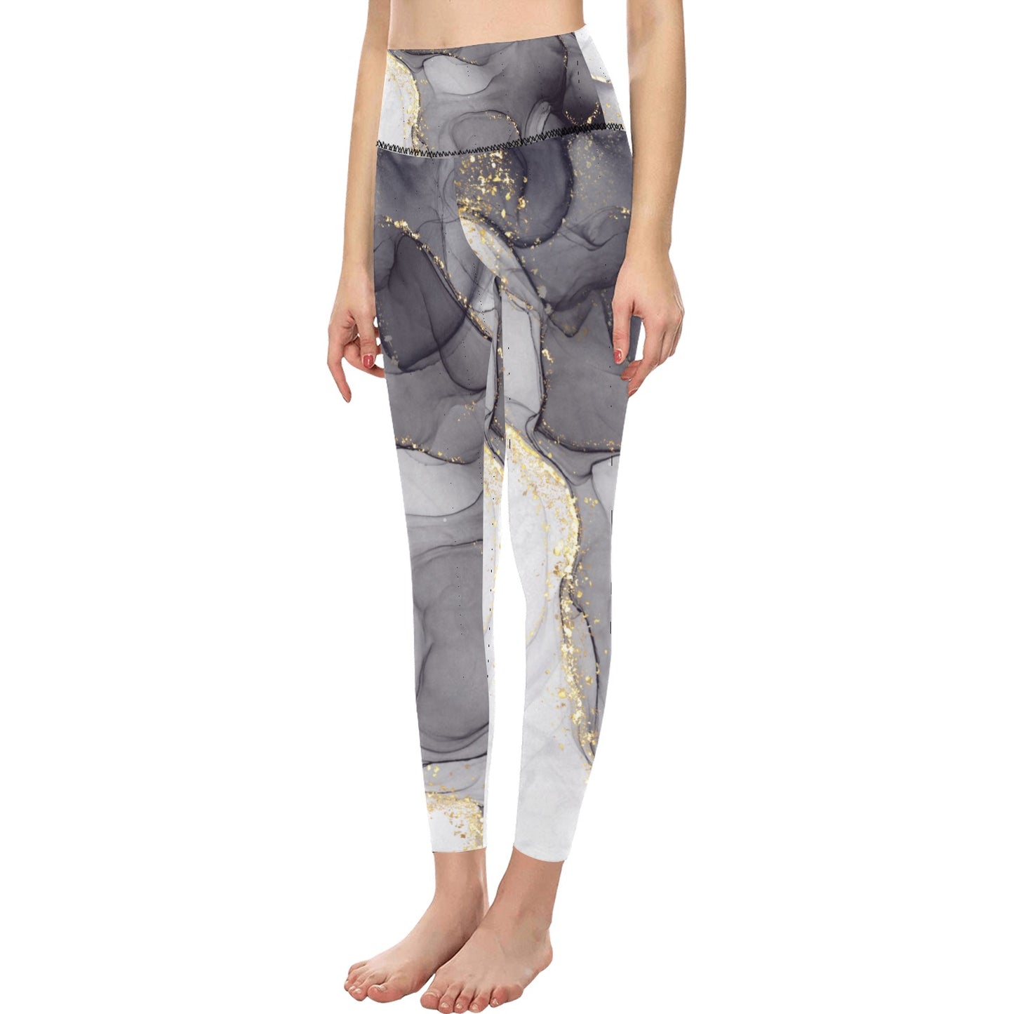 Grey Marble Women's High-Waisted Leggings