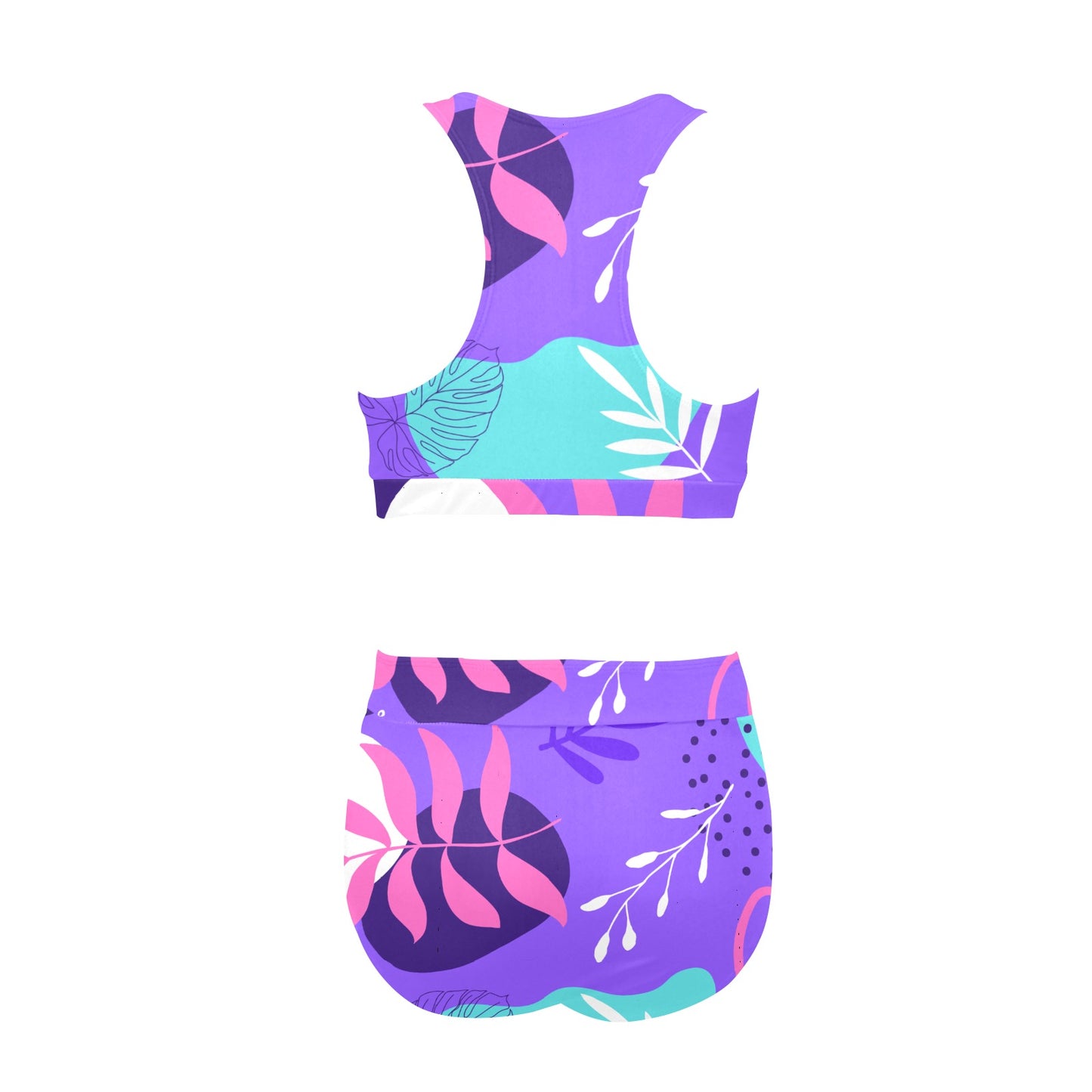 Purple Palms Crop Top Bikini Set