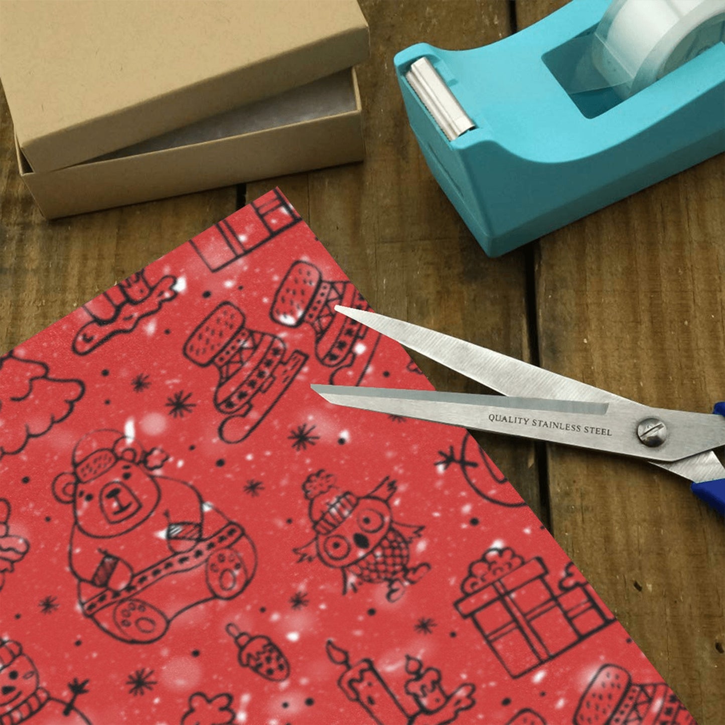 Red Christmas Gift Wrapping Paper 58"x 23" (3 Rolls)