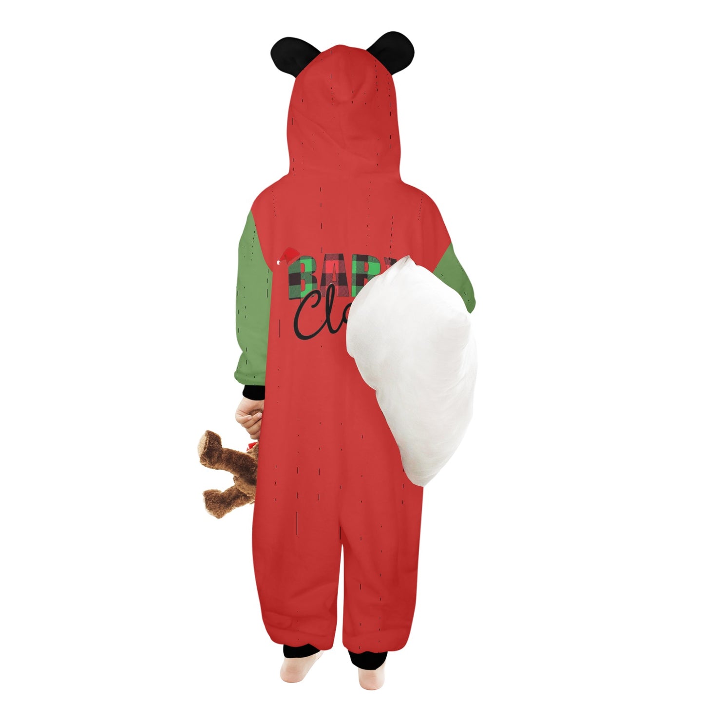 Baby Claus- Christmas One-Piece Zip up Hooded Pajamas for Little Kids