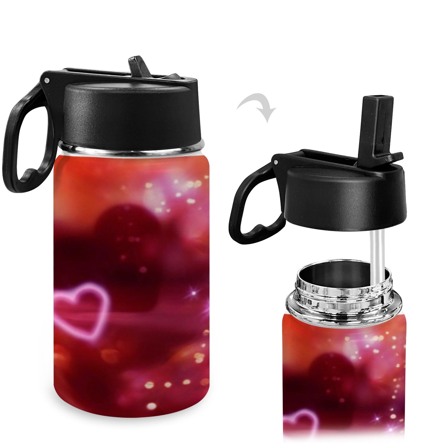 Valentine’s Day Kids Water Bottle with Straw Lid (12 oz)