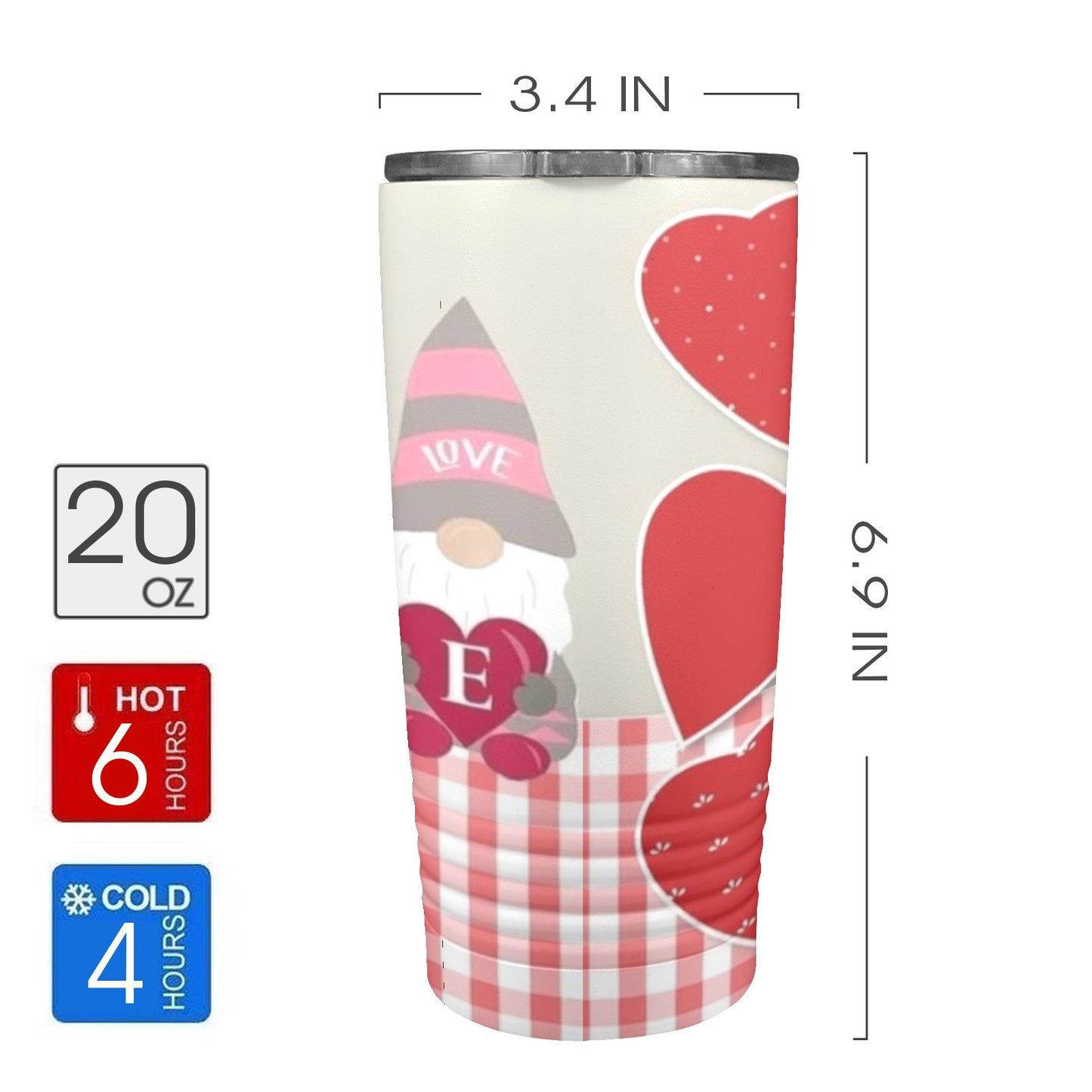 Love Gnome Valentines 20oz Insulated Stainless Steel Mobile Tumbler