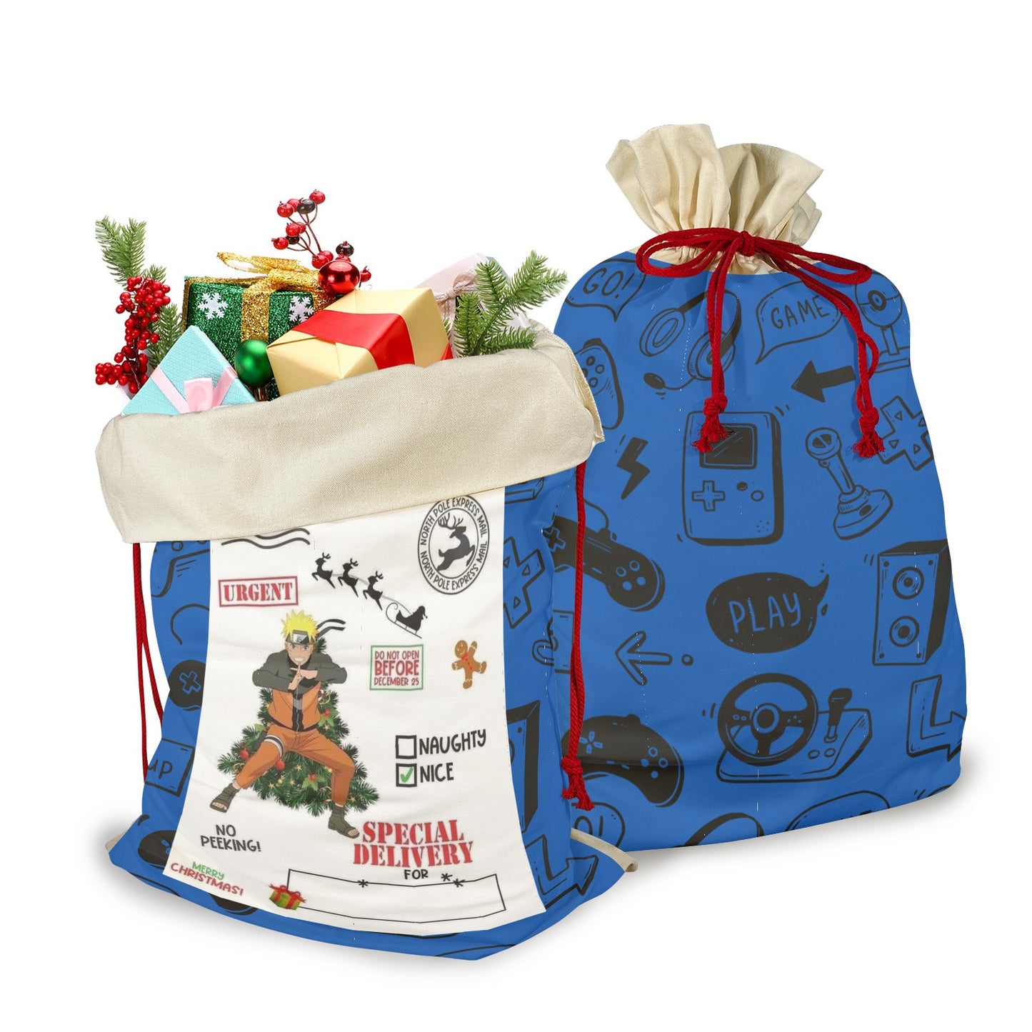 CHRISTMAS - Gamer Sack Santa Claus Drawstring Bag 21"x32"