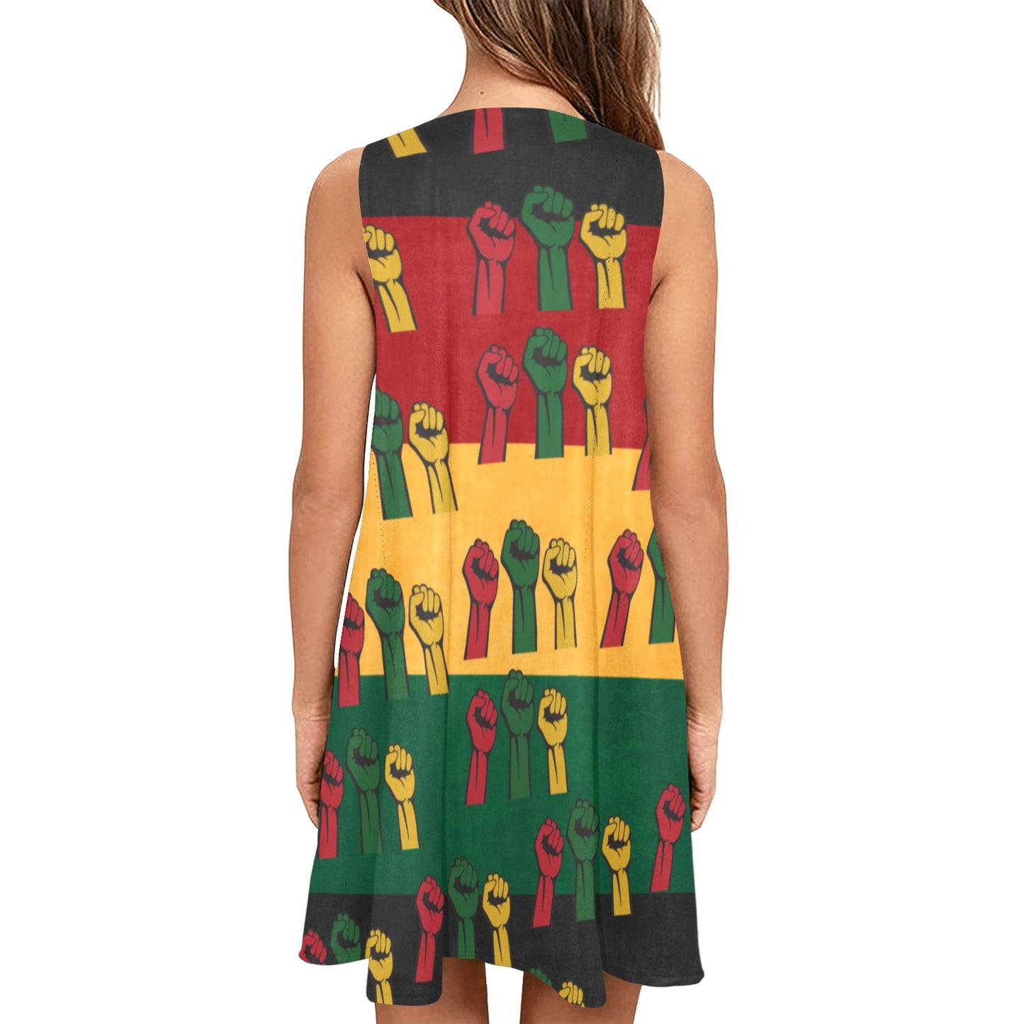 Fist of unity Sleeveless A-Line Pocket Dress