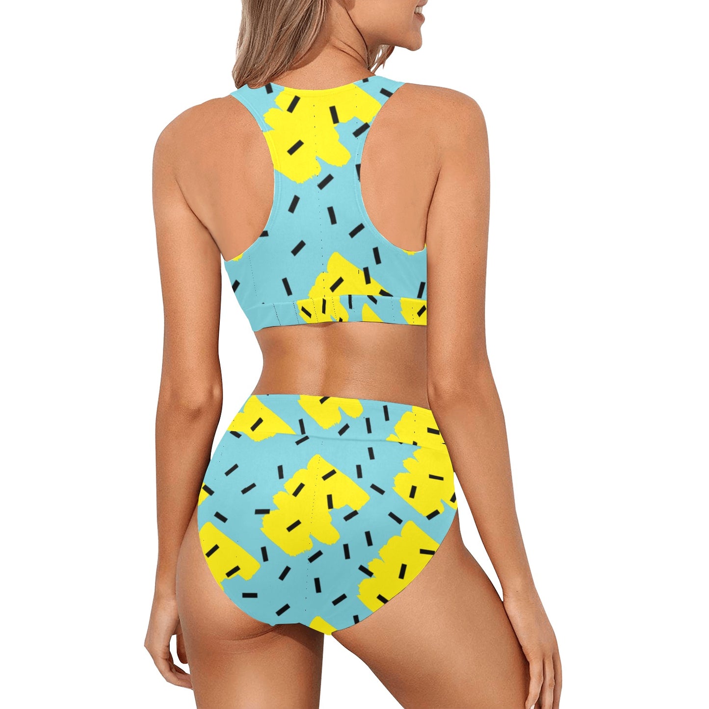 Turq-Limon Crop Bikini Set