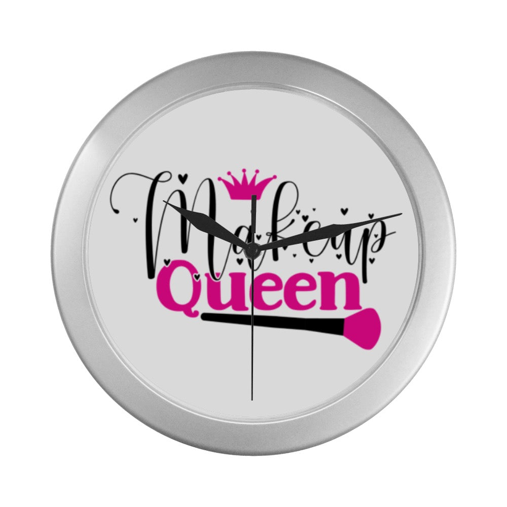 Makeup Queen Silver Circular Wall Clock