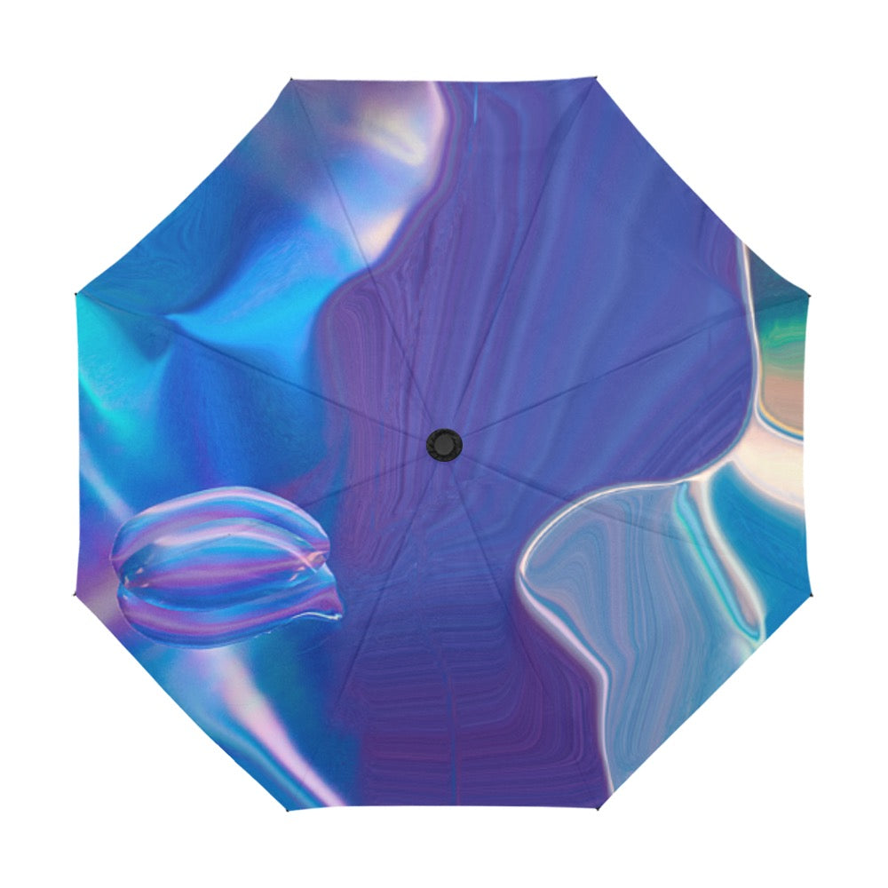 Blue Aura Anti-UV Auto-Foldable Umbrella