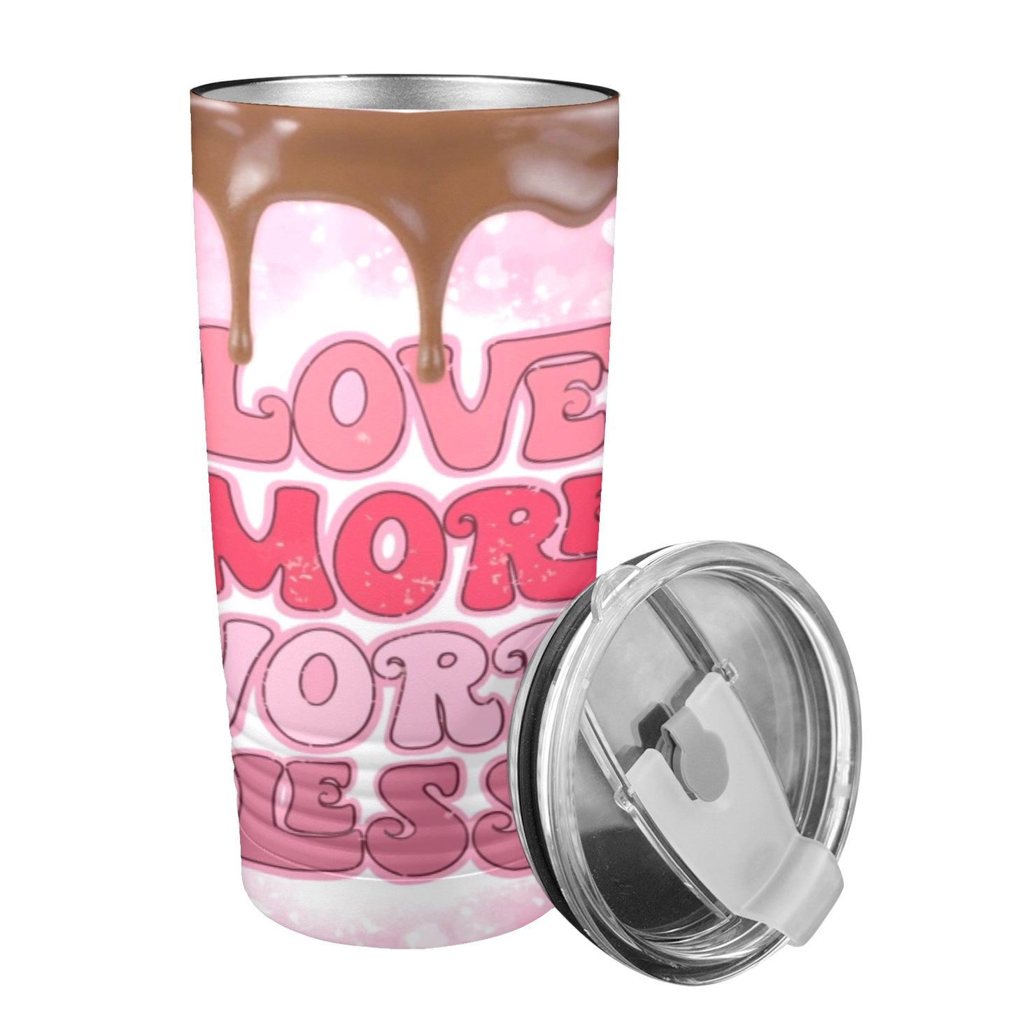 Love More Worry Less Valentines Day 20oz Insulated Stainless Steel Mobile Tumbler