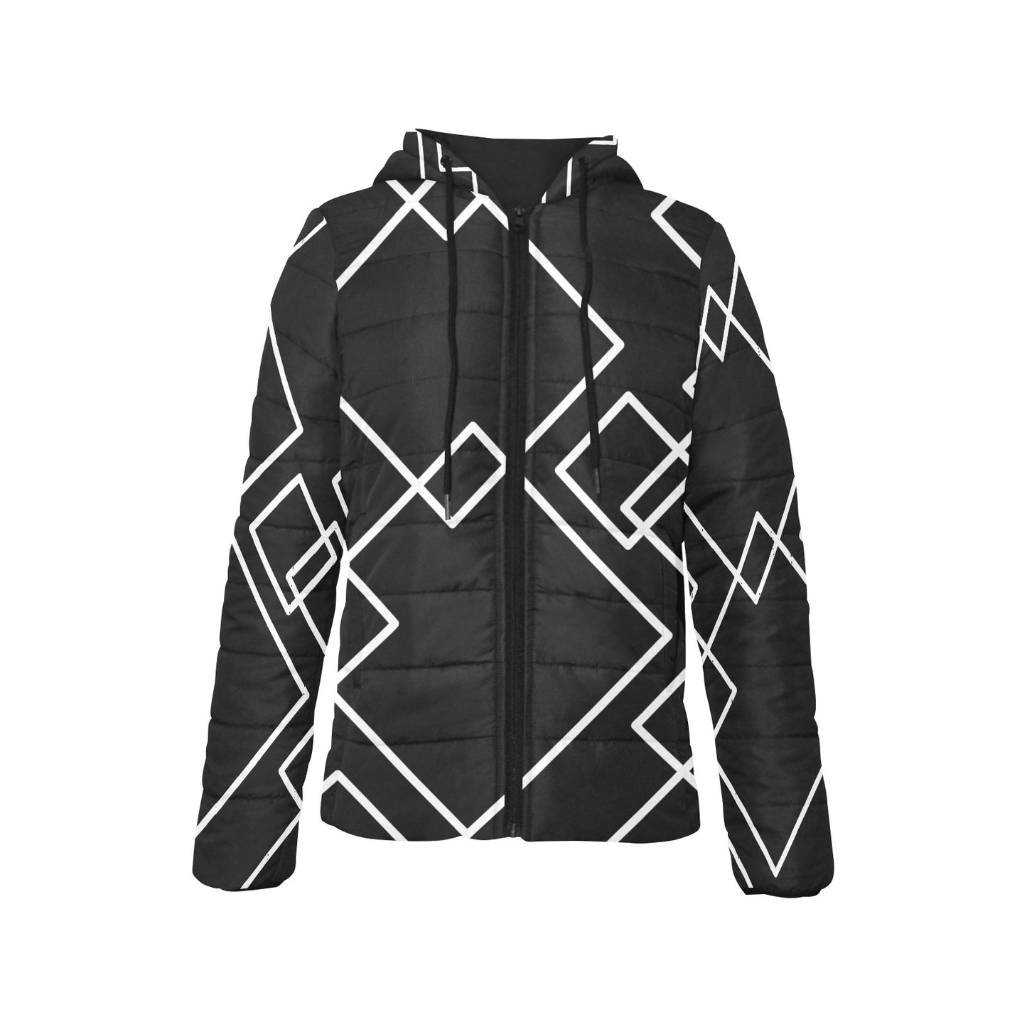 Black Squared Women's Hooded Jacket