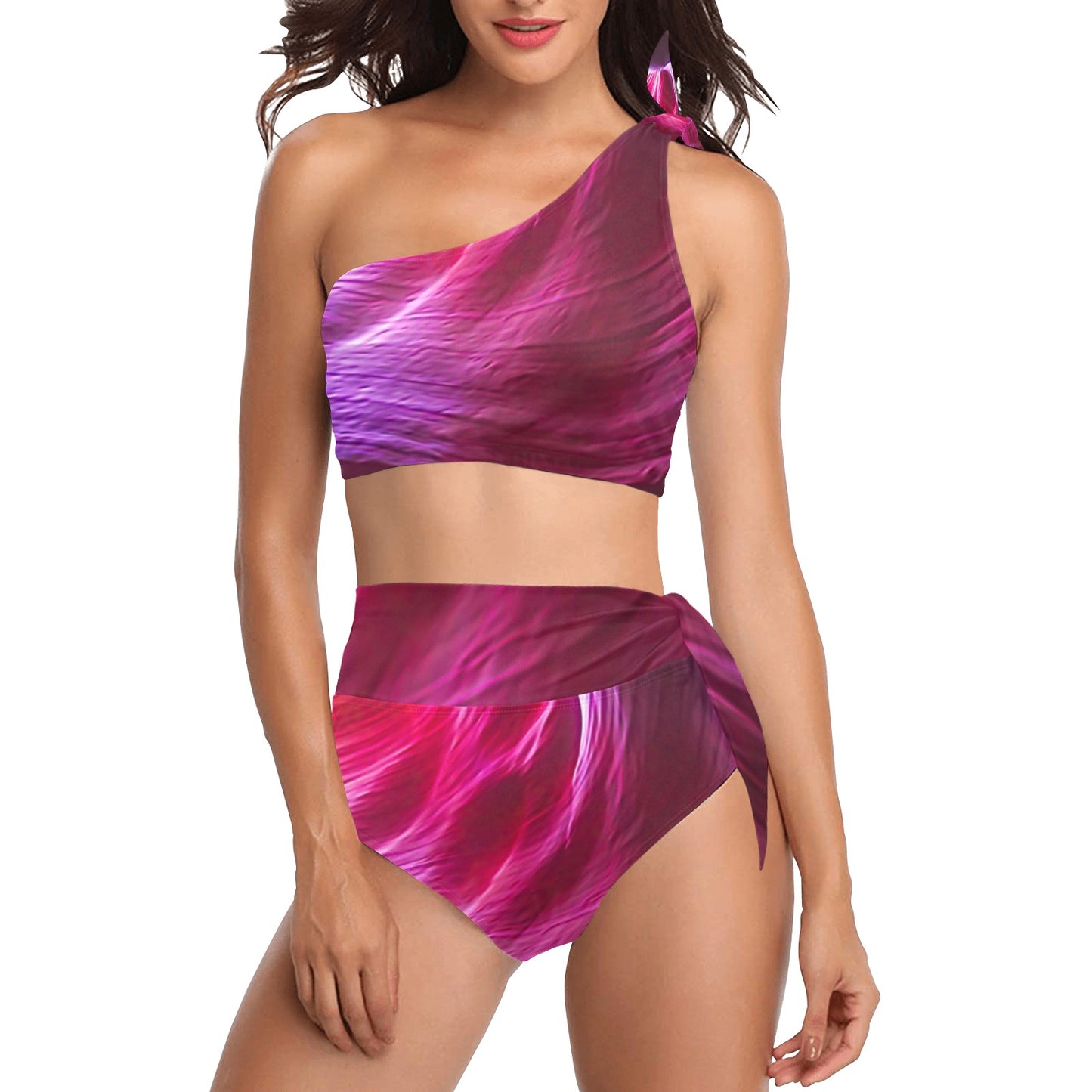 Purple Winds One Shoulder Bikini Set