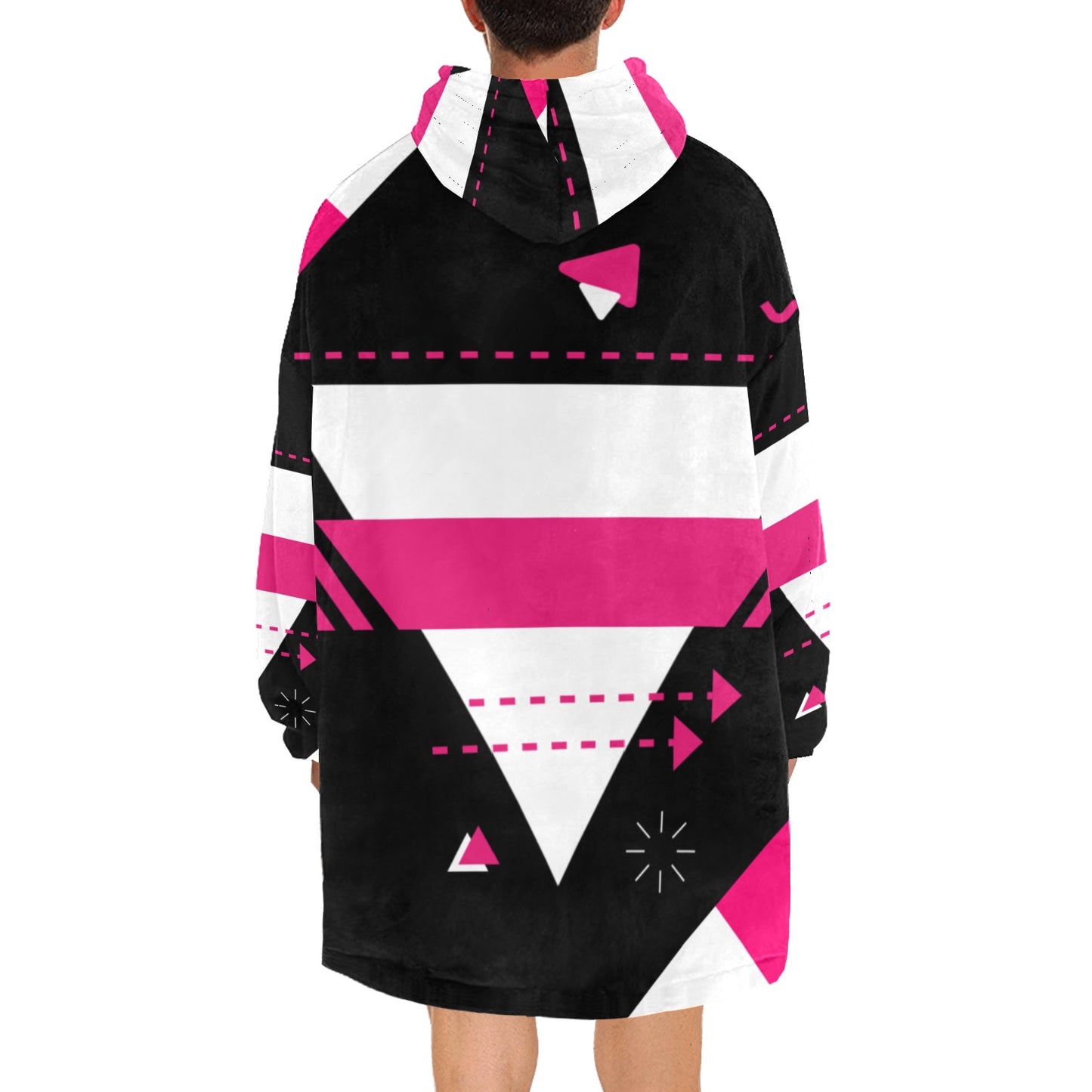 Pink and Black Blanket Hoodie for Adults