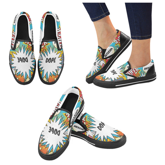 Comic Words Slip-on Shoes -Kid