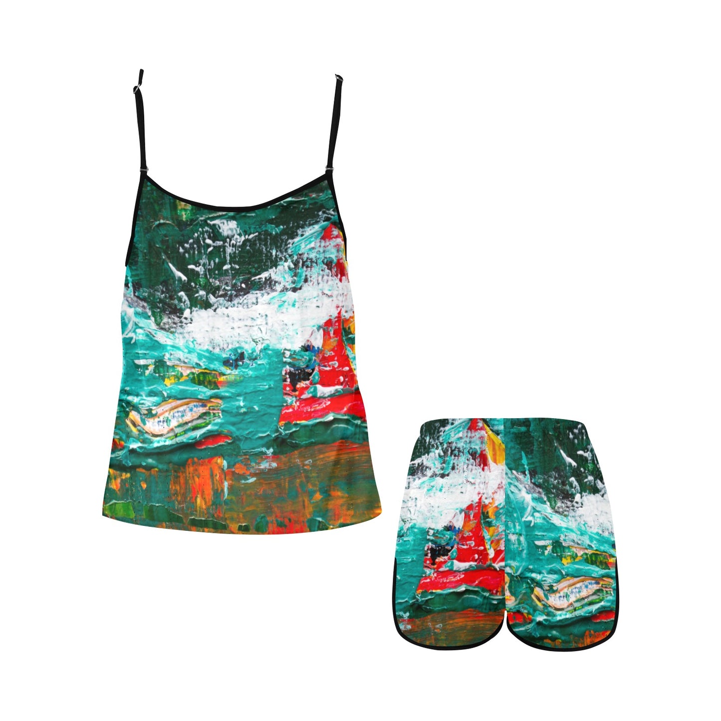 Painting Women's Spaghetti Strap Short Pajama Set