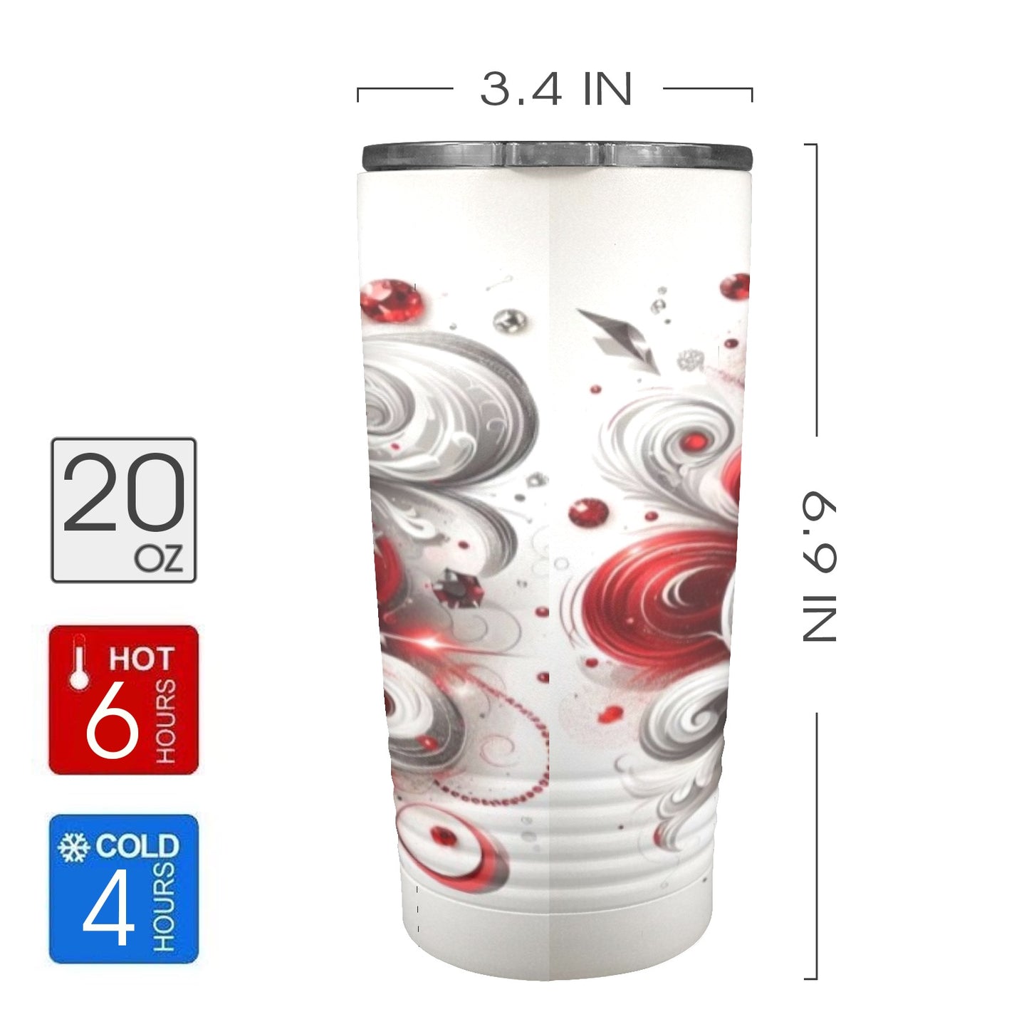 Queen- Red/Gray 20oz Insulated Stainless Steel Mobile Tumbler