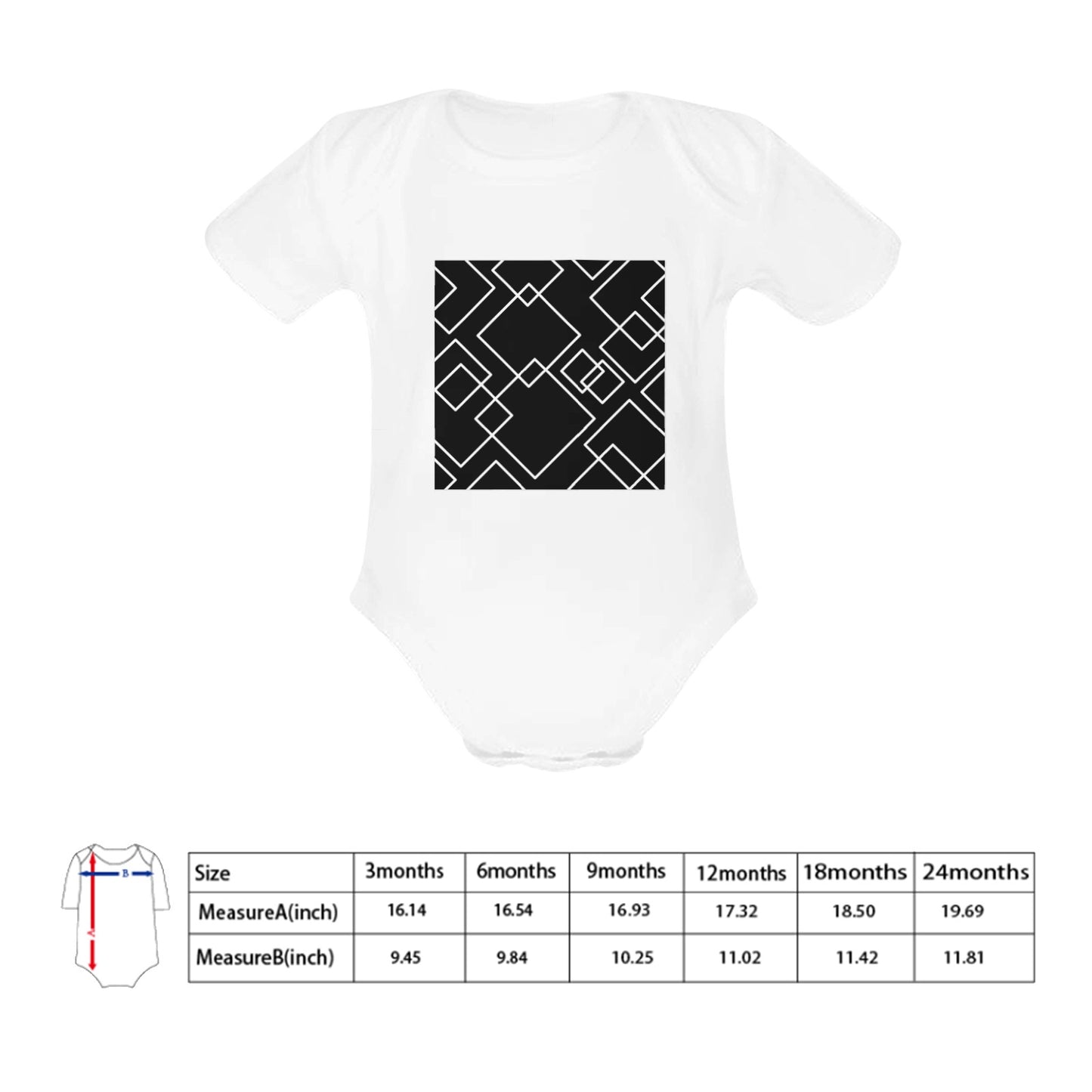 Black Squared Baby Onesie