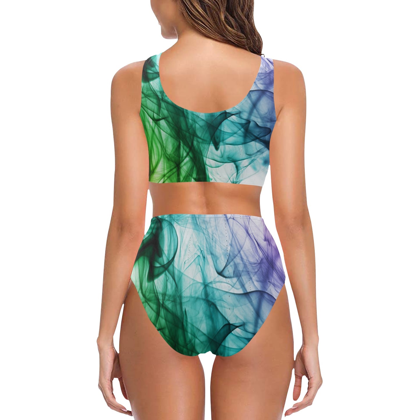 Color Whirl Chest Bow Tie Bikini Swimsuit