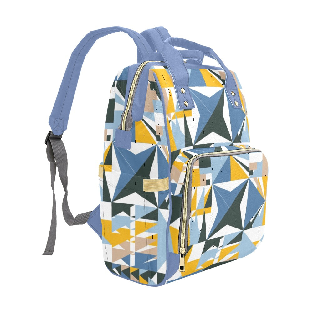 Blue Abstract Multi-Function Diaper Backpack/Bag