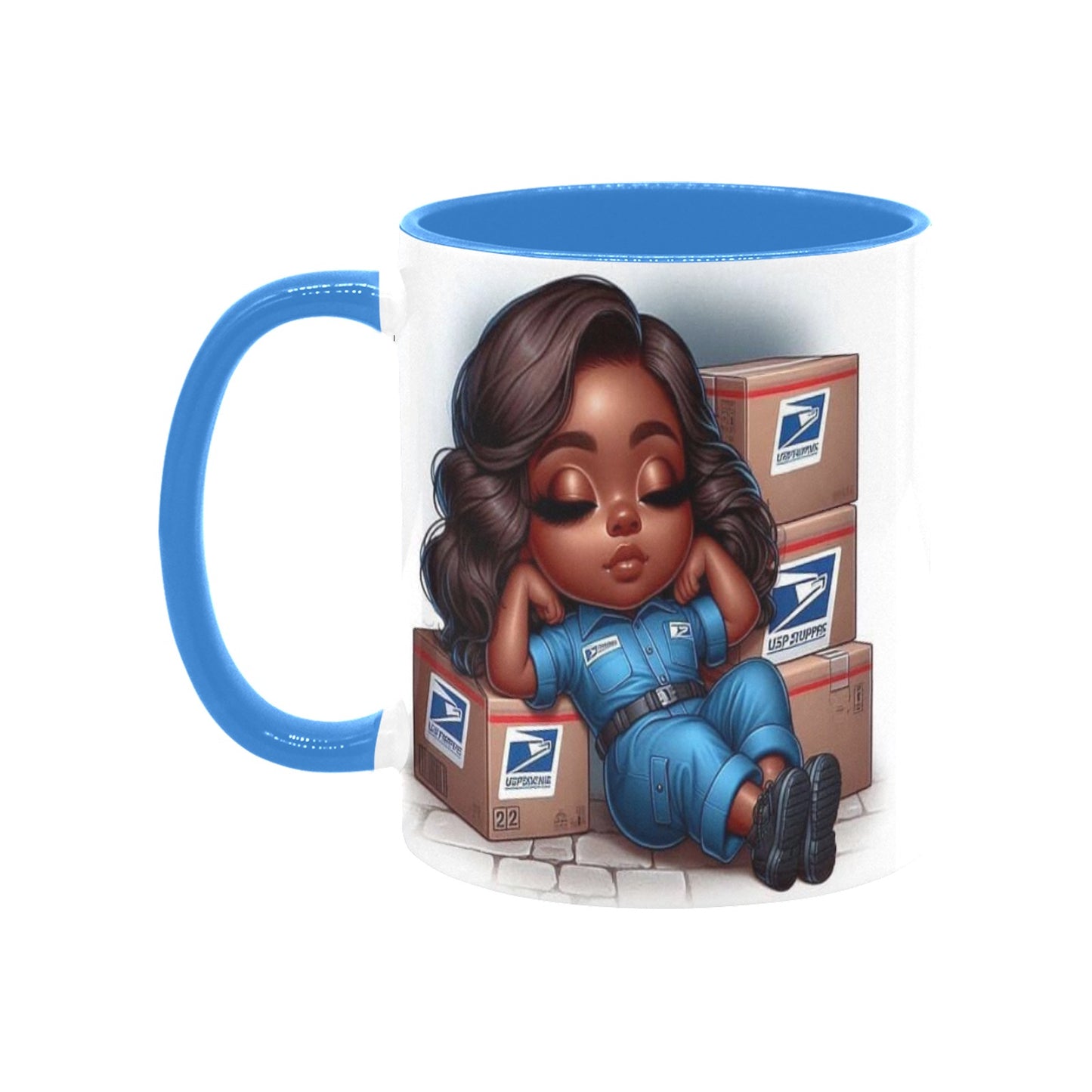 Resting Postal Worker Girl Custom Inner Color Mug (11oz)