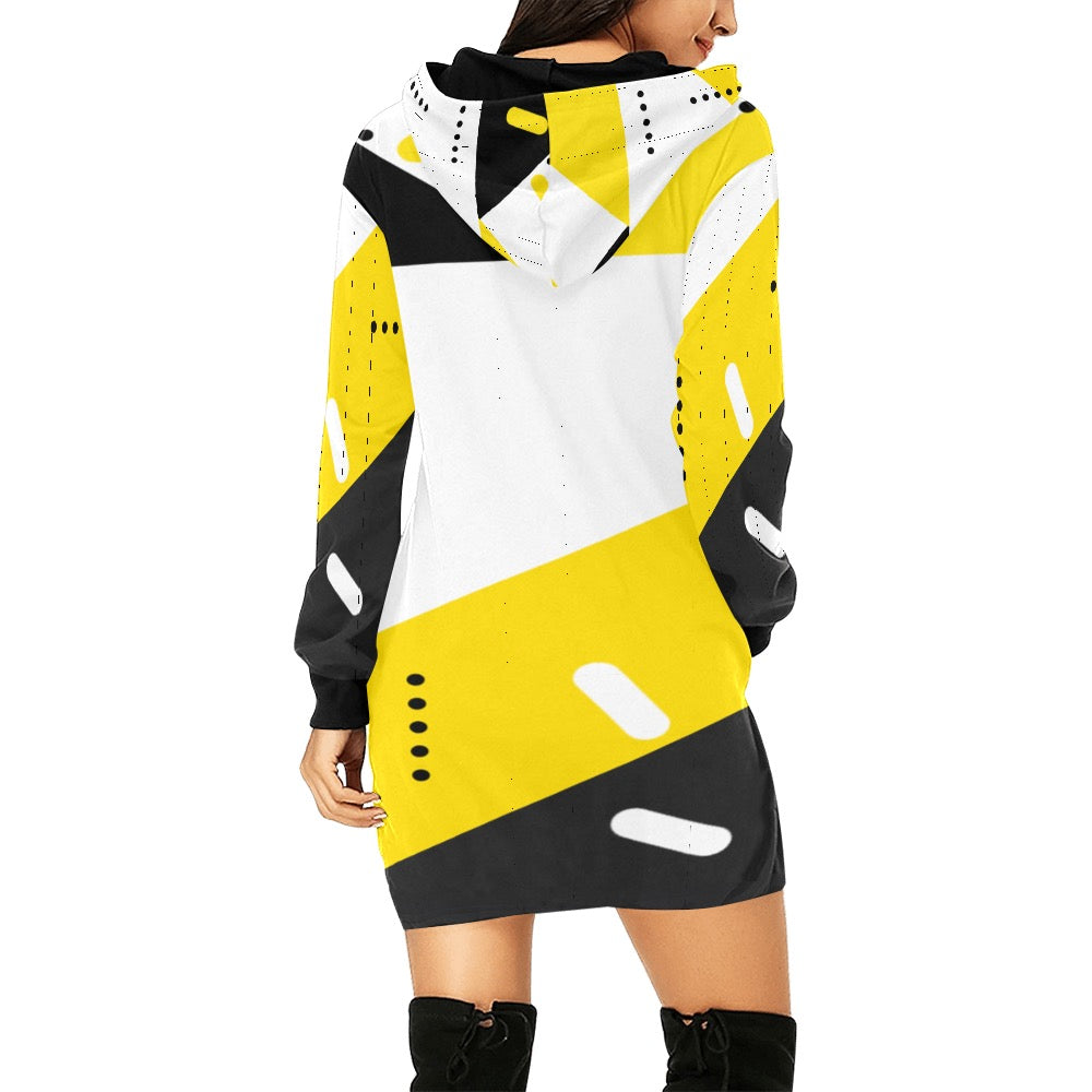 Black and Yellow Hoodie Mini Dress