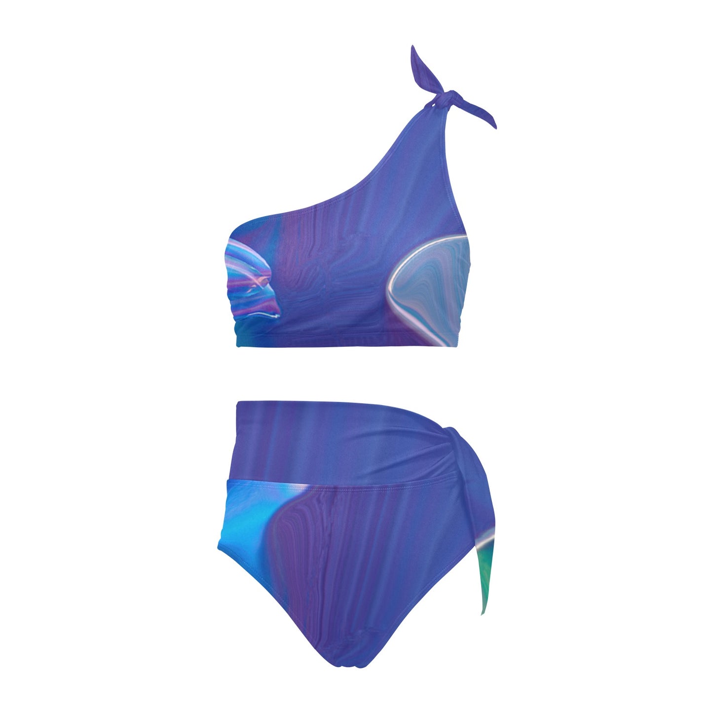 Blue Aura One Shoulder Bikini Set