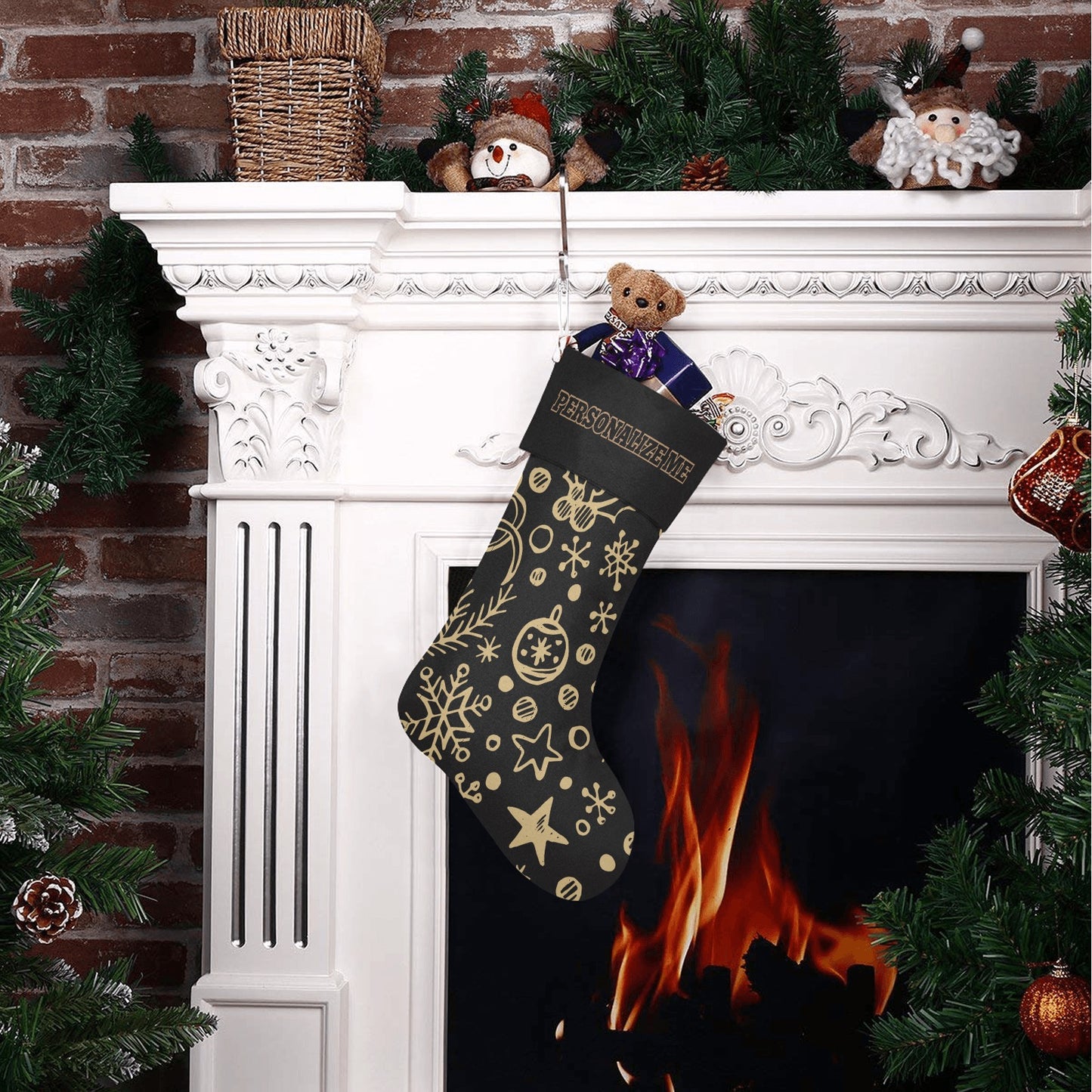 Gold Ornaments- Christmas Stocking