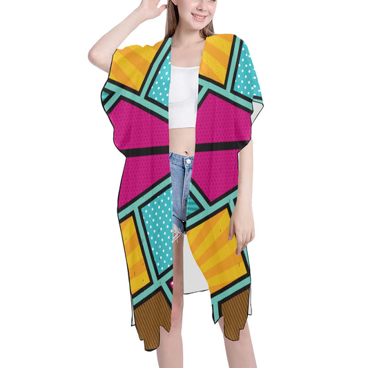 Geo Colorful Chiffon Cover Up