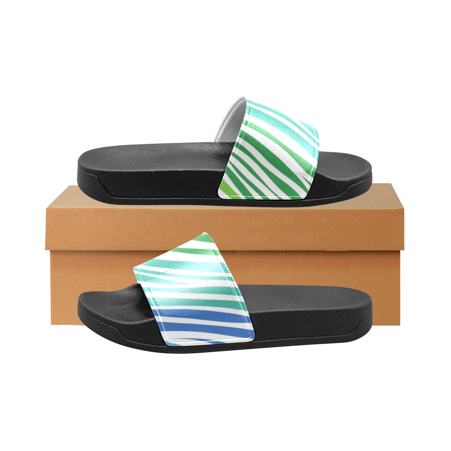 White Teal Zebra Kids Slides