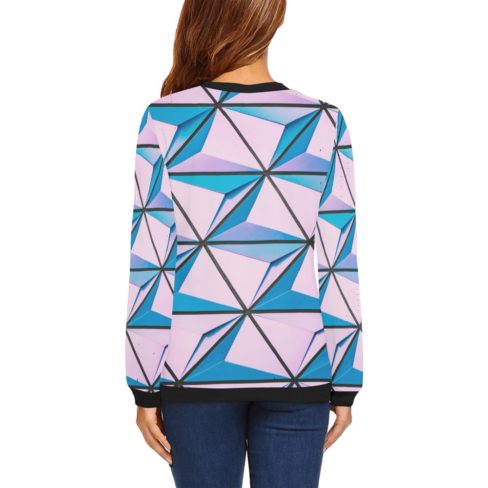 Pink Abstract Crewneck Sweatshirt for Women