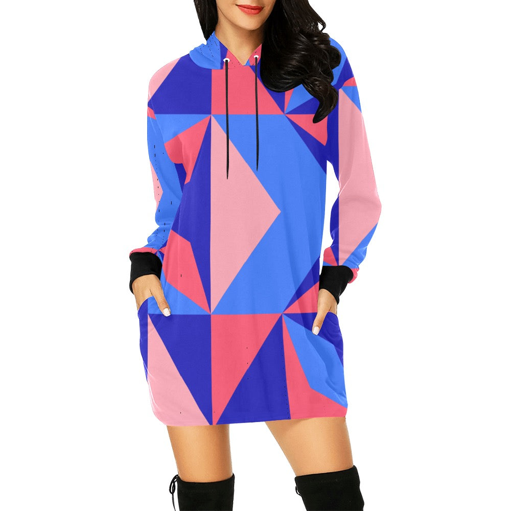 Color Abstract Hoodie Mini Dress