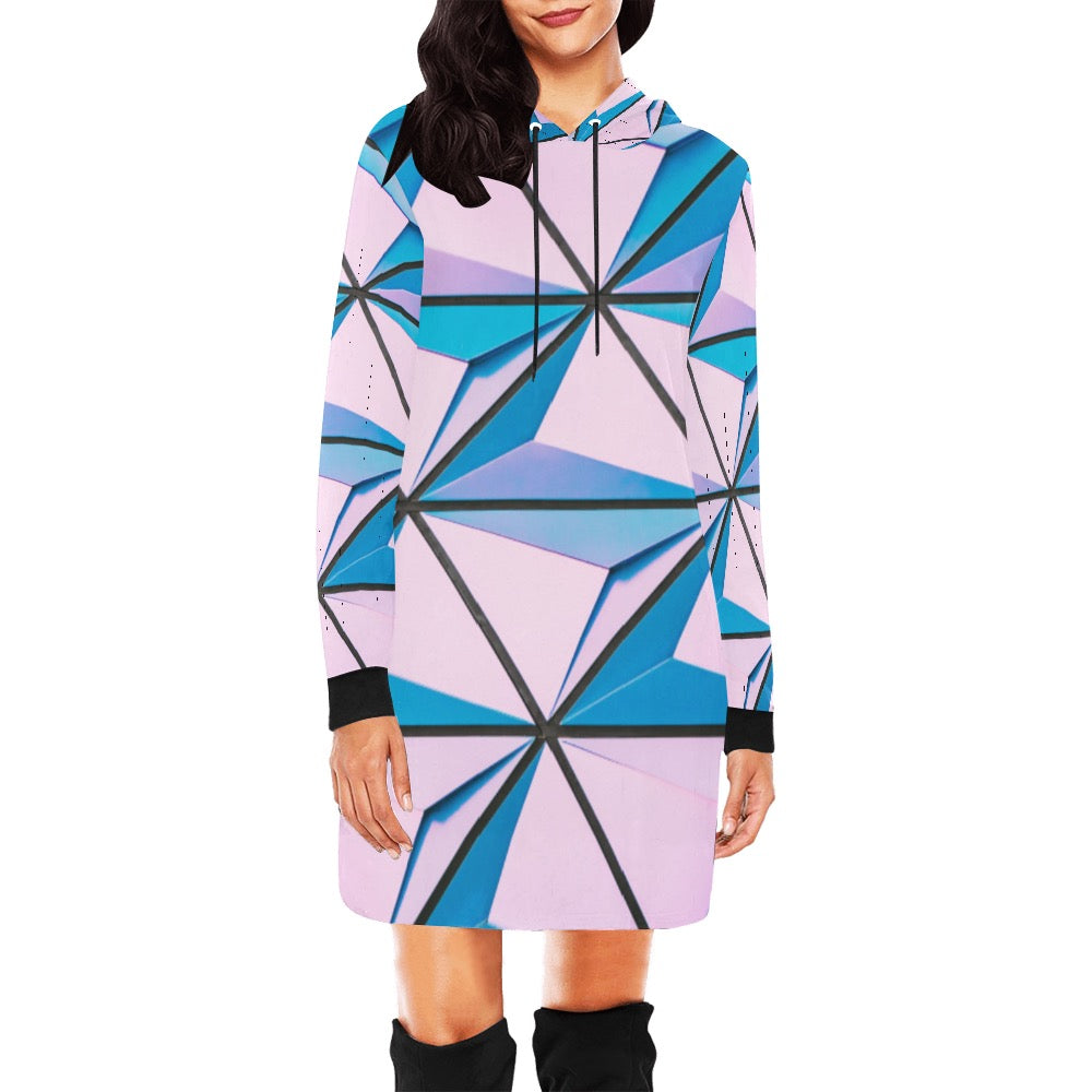 Pink Abstract Hoodie Mini Dress