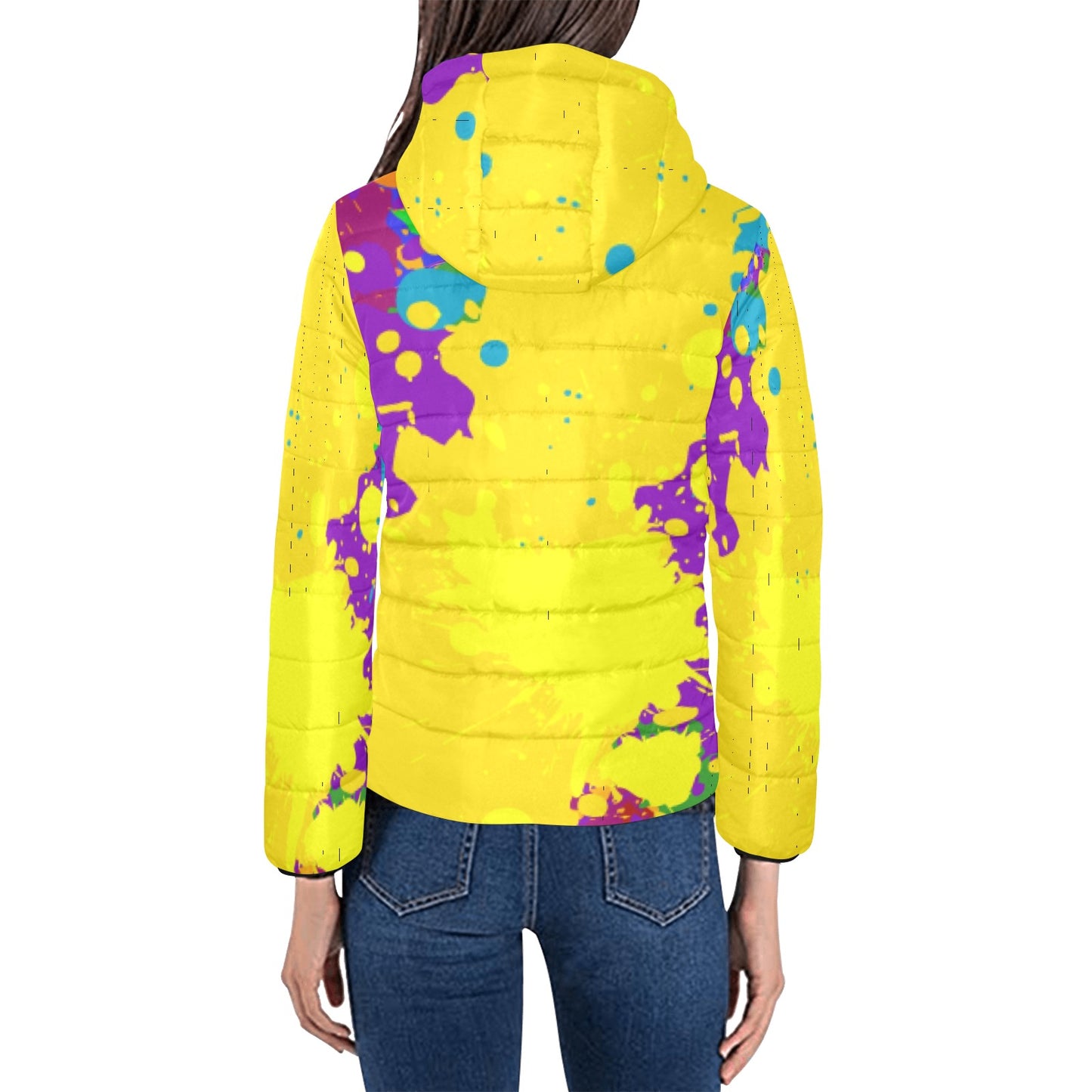 Yellow Splatter Women's Hooded Jacket